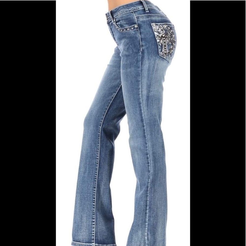 Leather & Stone Rhinestone Jeans - Picture 3 of 4